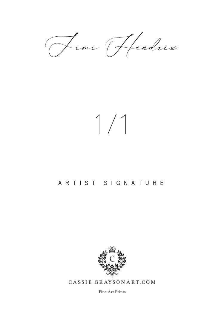 Jimi Hendrix 1/1 Original One Of A Kind Card Artist Signed